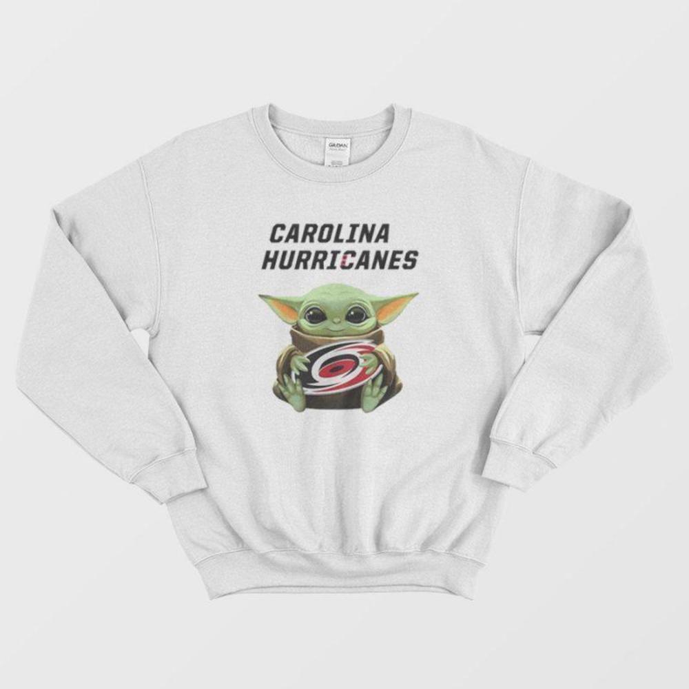 Baby Yoda Hug Carolina Hurricanes Star Wars Hockey Fan Graphic Sweatshirt
